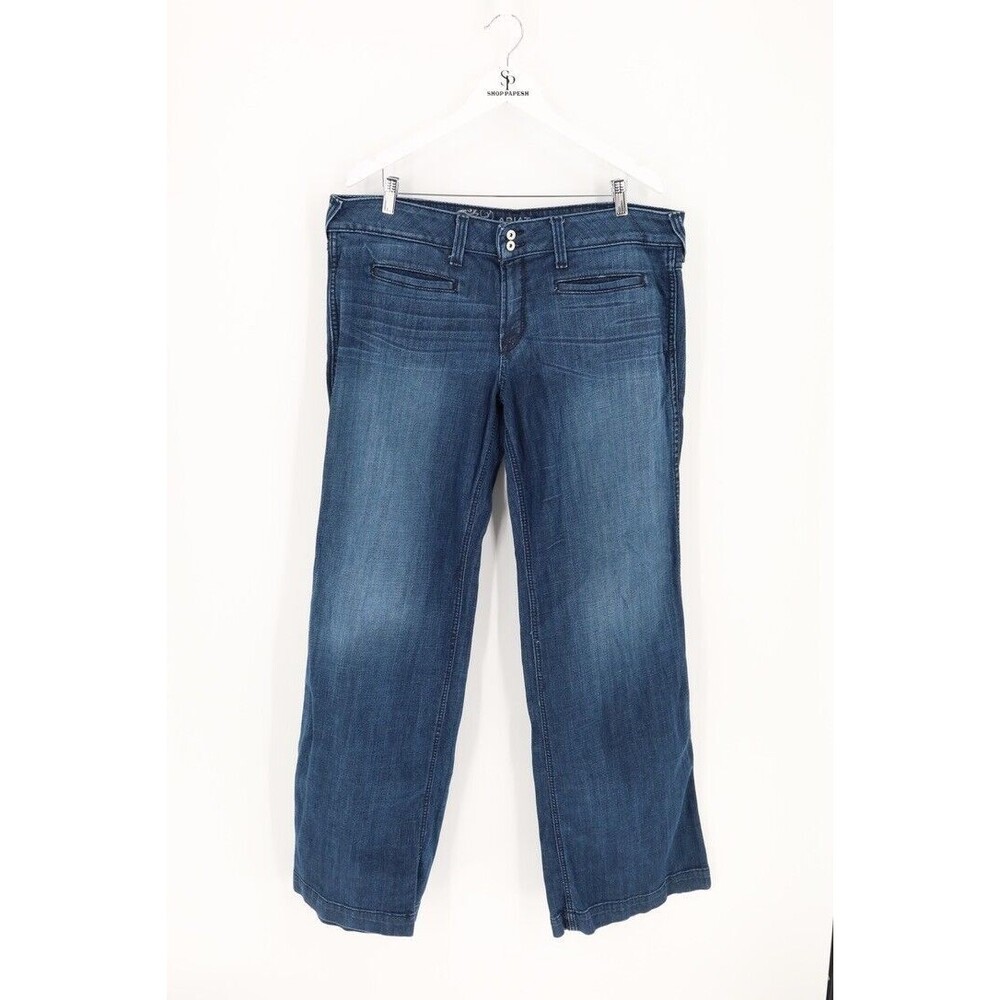 Ariat Women Size 34Lx35 Dark Wash Trouser High-Rise Wide Leg Jeans